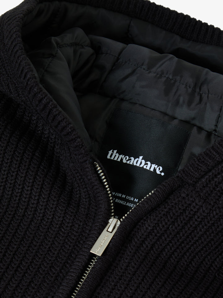 Black Padded Knitted Jacket