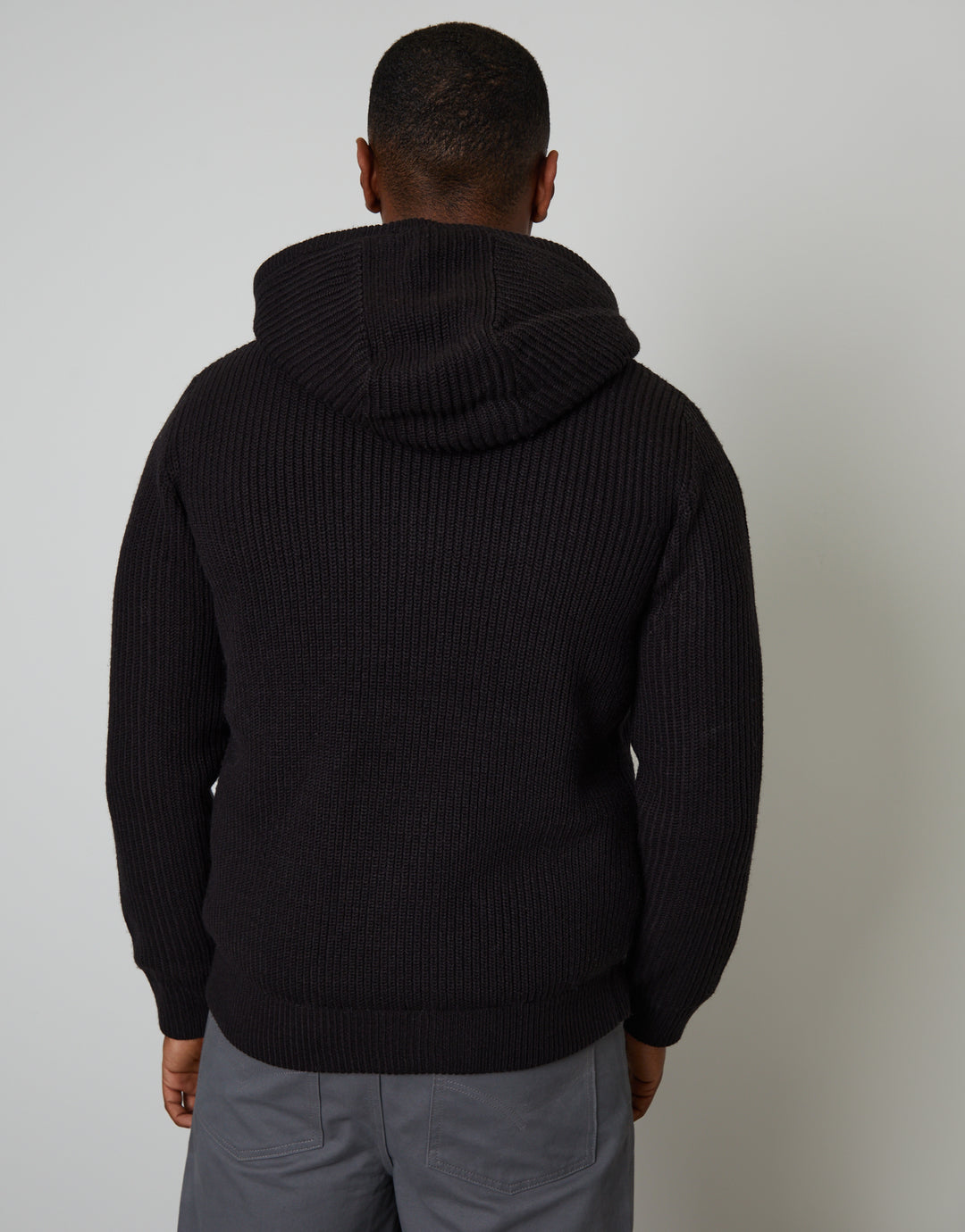 Black Padded Knitted Jacket