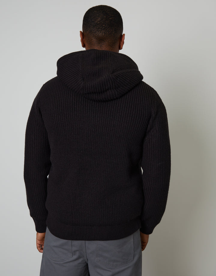 Black Padded Knitted Jacket