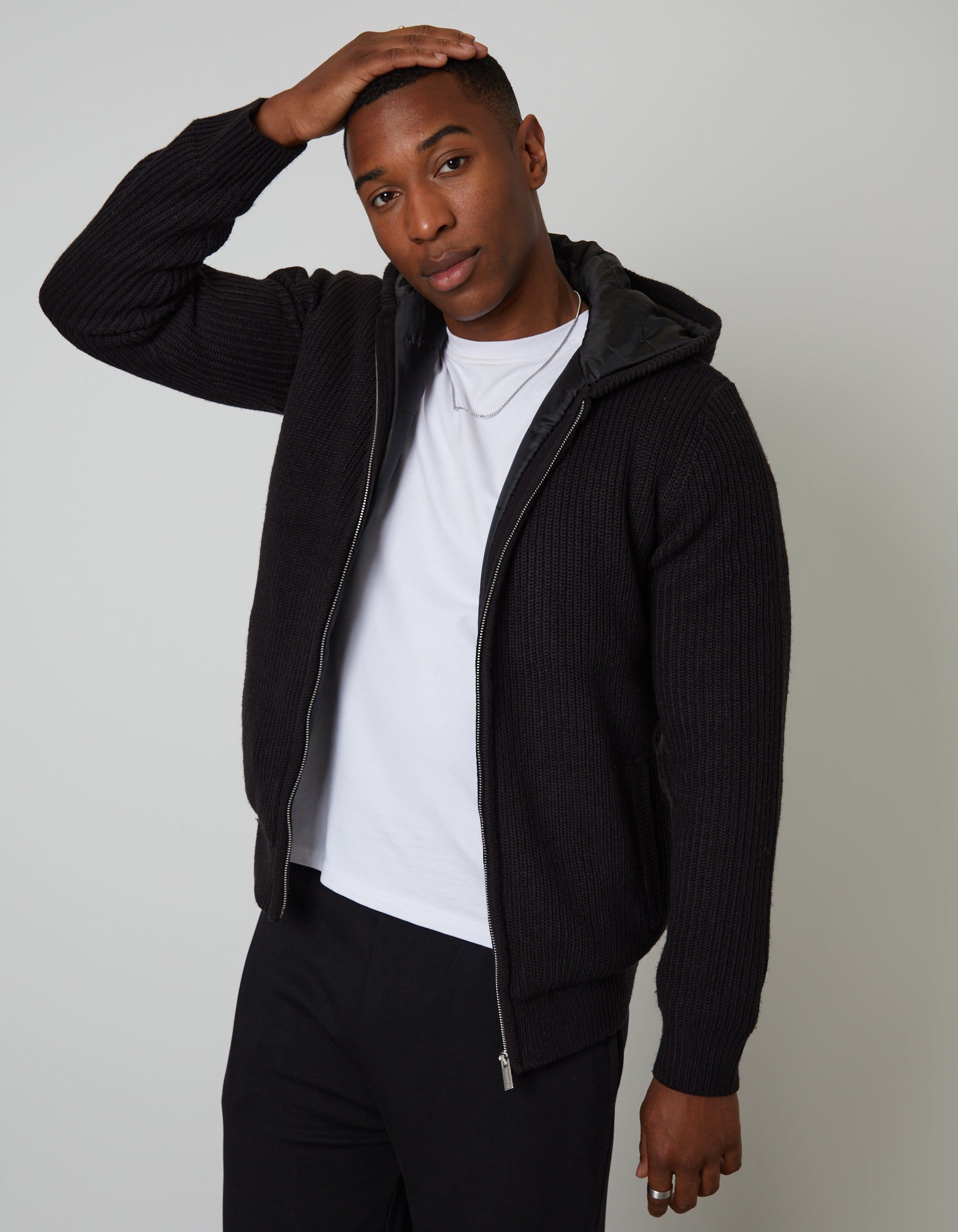Threadbare Men's Black Padded Knitted Jacket