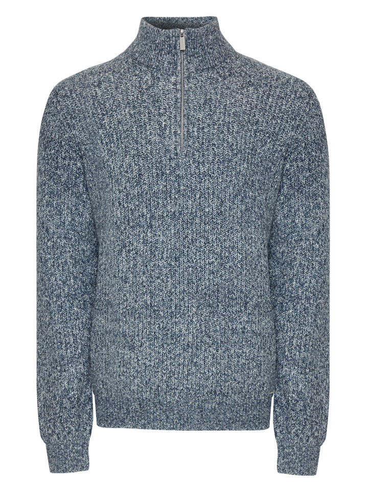 Navy Twist Knitted Quarter Zip Jumper