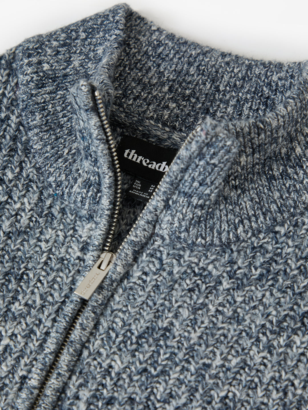 Navy Twist Knitted Quarter Zip Jumper