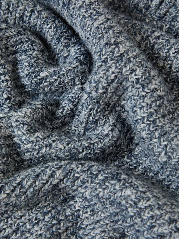 Navy Twist Knitted Quarter Zip Jumper