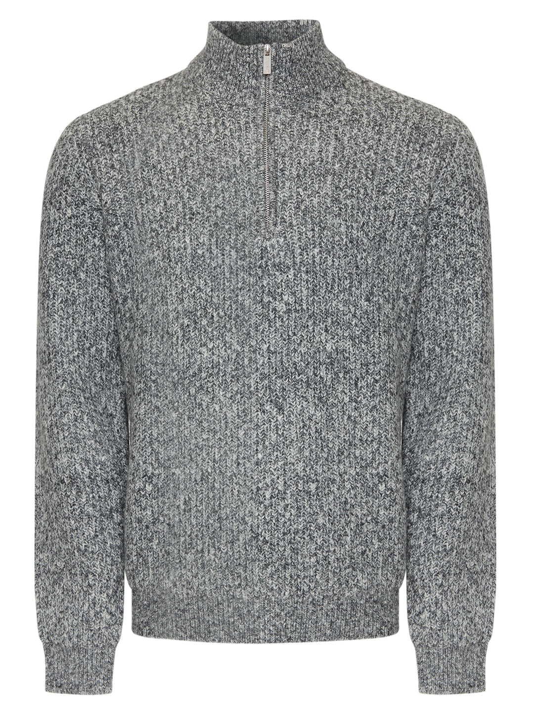Grey Twist Knitted Quarter Zip Jumper