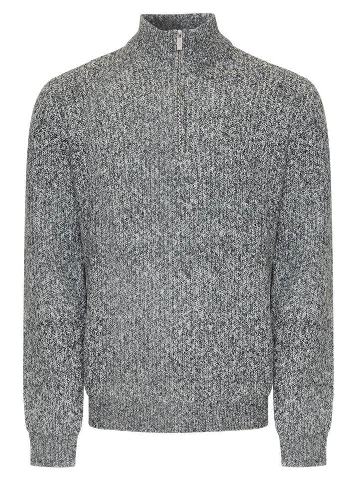 Grey Twist Knitted Quarter Zip Jumper