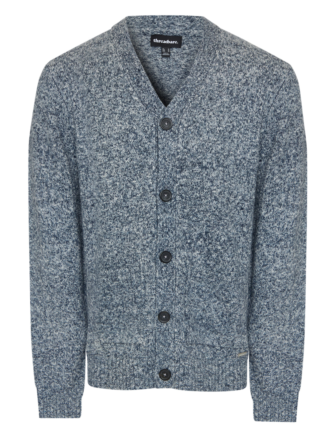 Navy Twist Knitted Button Up Cardigan