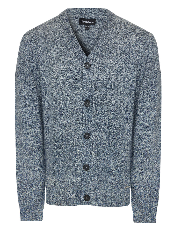Navy Twist Knitted Button Up Cardigan