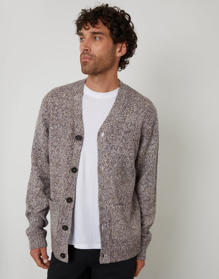 Brown Twist Knitted Button Up Cardigan