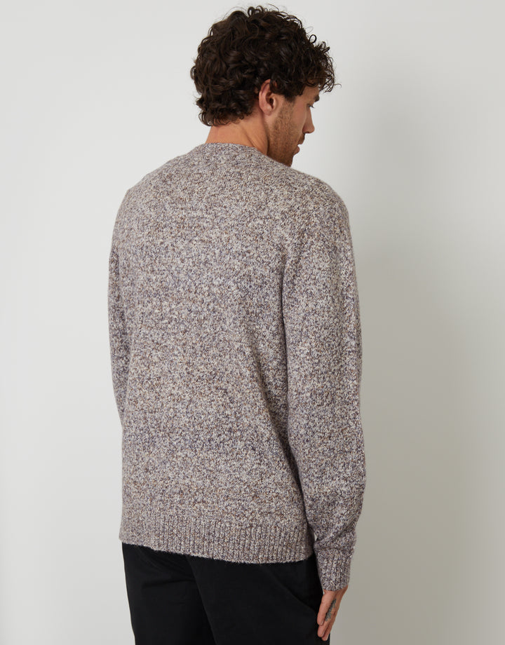 Brown Twist Knitted Button Up Cardigan