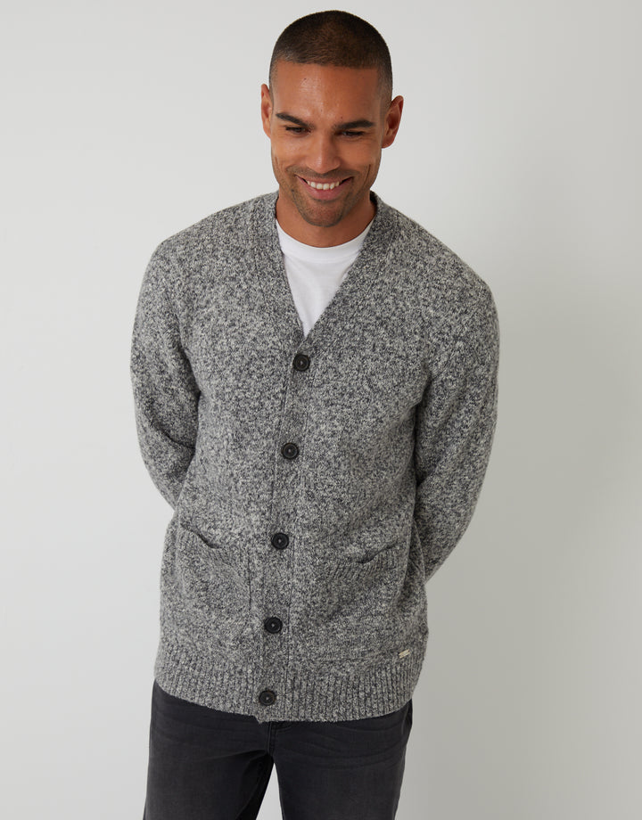 Grey Twist Knitted Button Up Cardigan