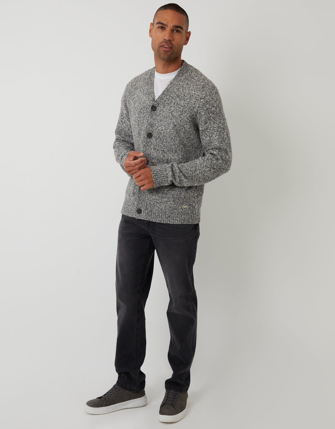 Grey Twist Knitted Button Up Cardigan