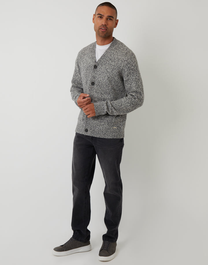Grey Twist Knitted Button Up Cardigan