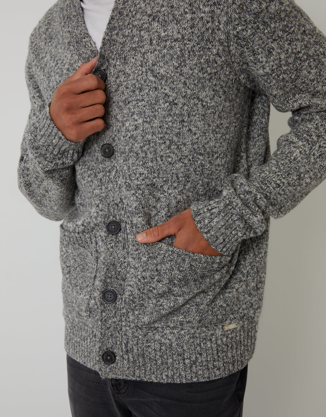Grey Twist Knitted Button Up Cardigan