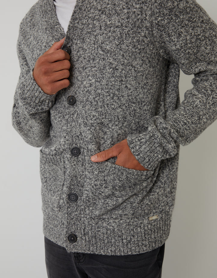 Grey Twist Knitted Button Up Cardigan