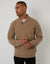 Beige Basket Stitch Knitted Shawl Neck Jumper