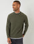 Khaki Green Mock Tee Textured Knit Crew Neck Jumper