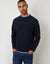 Navy Mock Tee Textured Knit Crew Neck Jumper