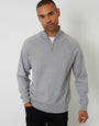 Grey Mock Tee Textured Knit Quarter Zip Jumper
