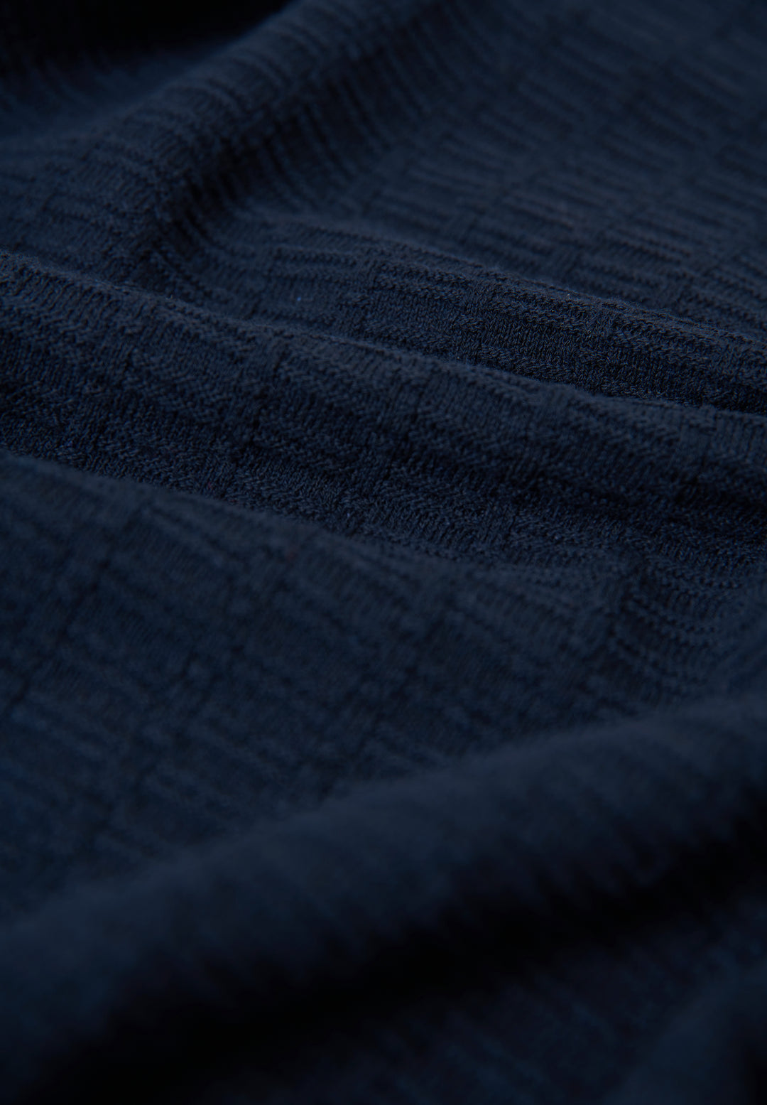 Navy Mock Shirt Textured Knitted Jumper