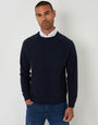 Navy Mock Shirt Raglan Knitted Jumper