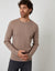 Taupe Cable Knit Rib Crew Neck Jumper