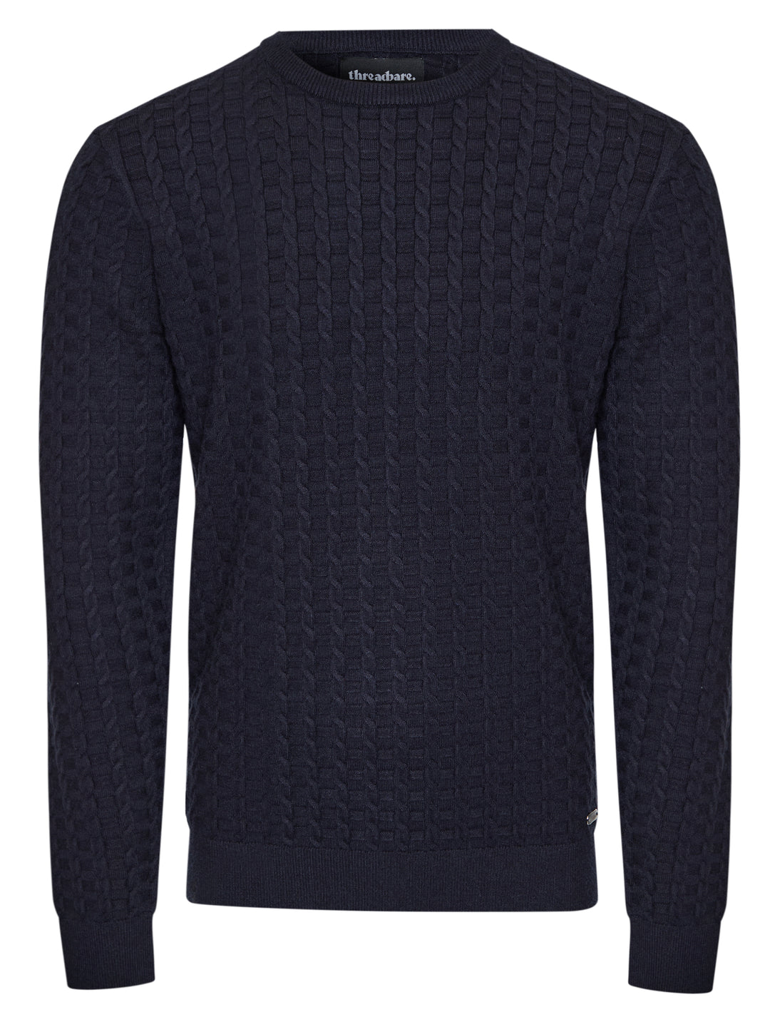 Navy Cable Knit Crew Neck Jumper