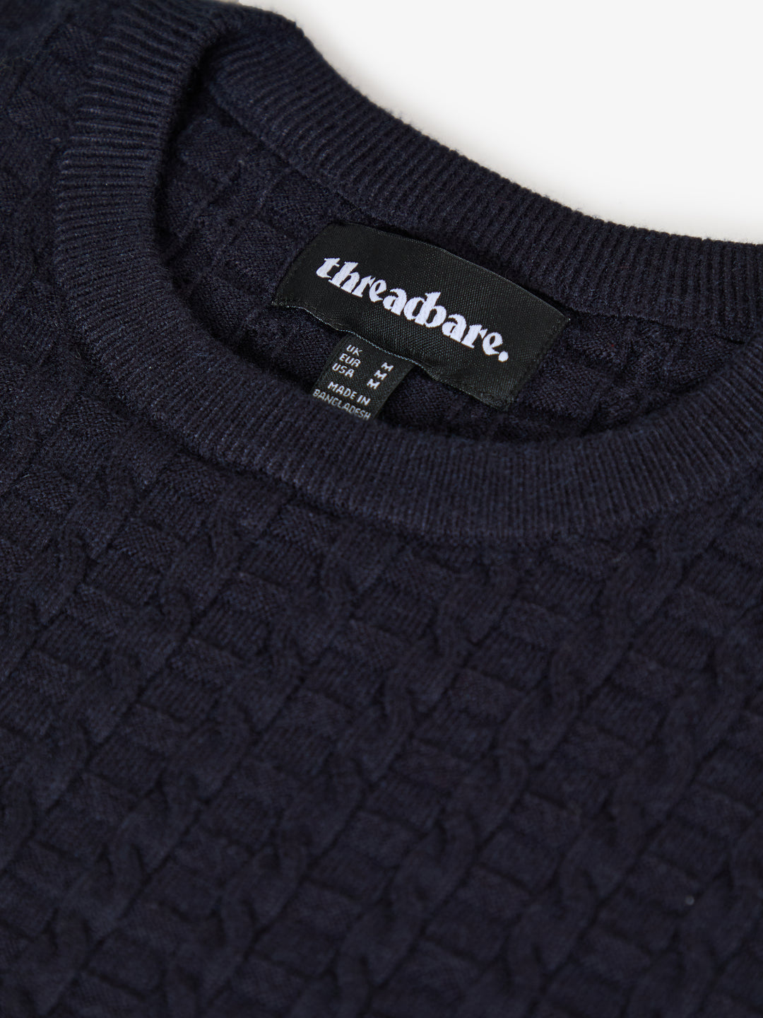 Navy Cable Knit Crew Neck Jumper