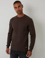 Brown Cable Knit Crew Neck Jumper