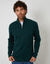 Dark Green Cable Knit Quarter Zip Jumper