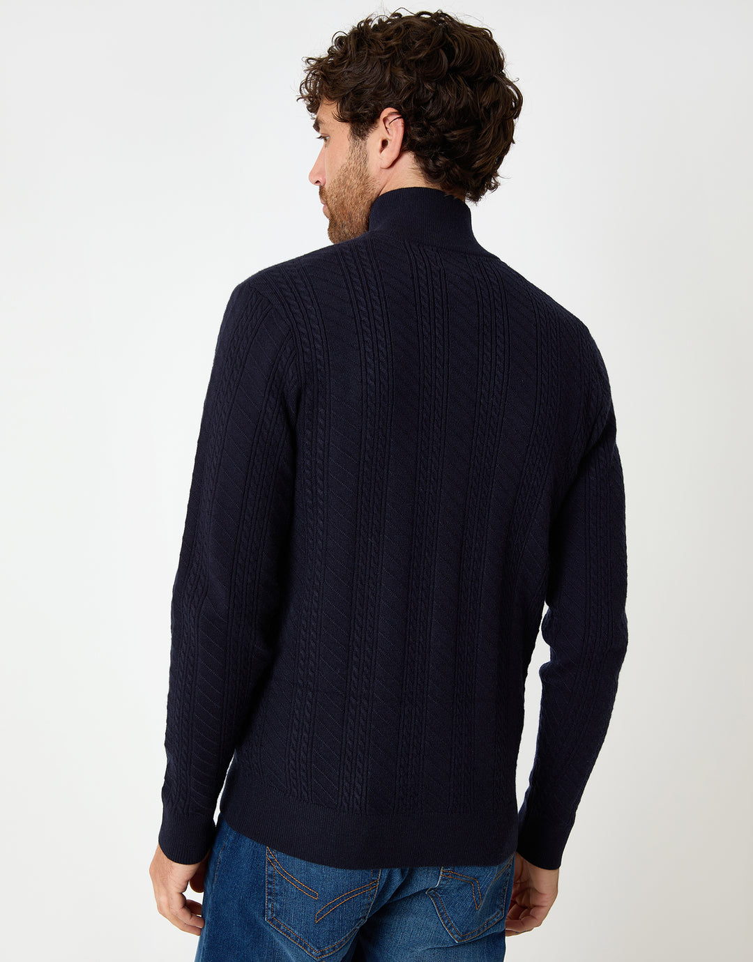 Navy Cable Knit Quarter Zip Jumper