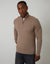 Beige Textured Cable Knit Quarter Zip Jumper