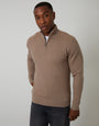 Beige Textured Cable Knit Quarter Zip Jumper