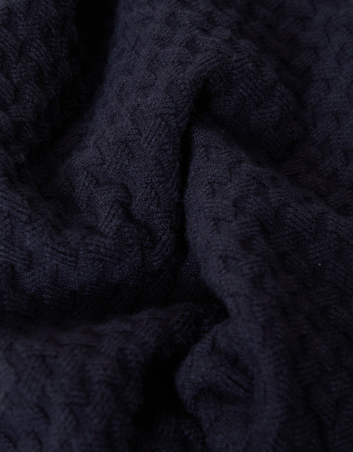 Navy Textured Cable Knit Quarter Zip Jumper