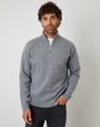 Grey Raglan Rib Quarter Zip Knitted Jumper