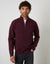 Berry Red Raglan Rib Quarter Zip Knitted Jumper