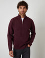 Berry Red Raglan Rib Quarter Zip Knitted Jumper