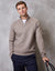 Taupe Raglan Rib Quarter Zip Knitted Jumper