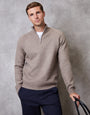 Taupe Raglan Rib Quarter Zip Knitted Jumper