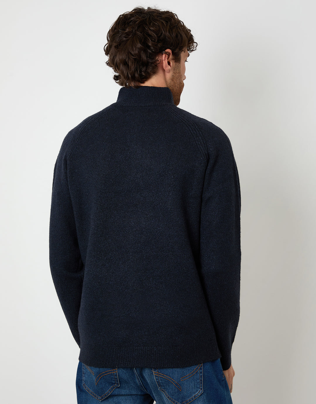 Navy Raglan Rib Quarter Zip Knitted Jumper