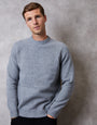 Grey Raglan Rib Knitted Crew Neck Jumper