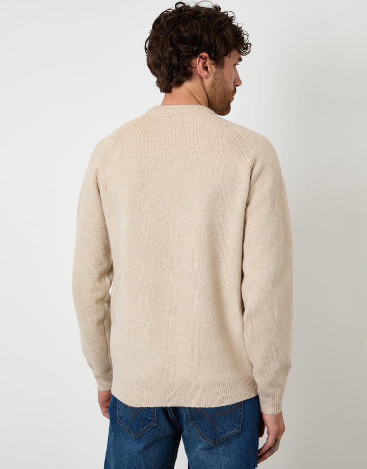 Stone Raglan Rib Knitted Crew Neck Jumper