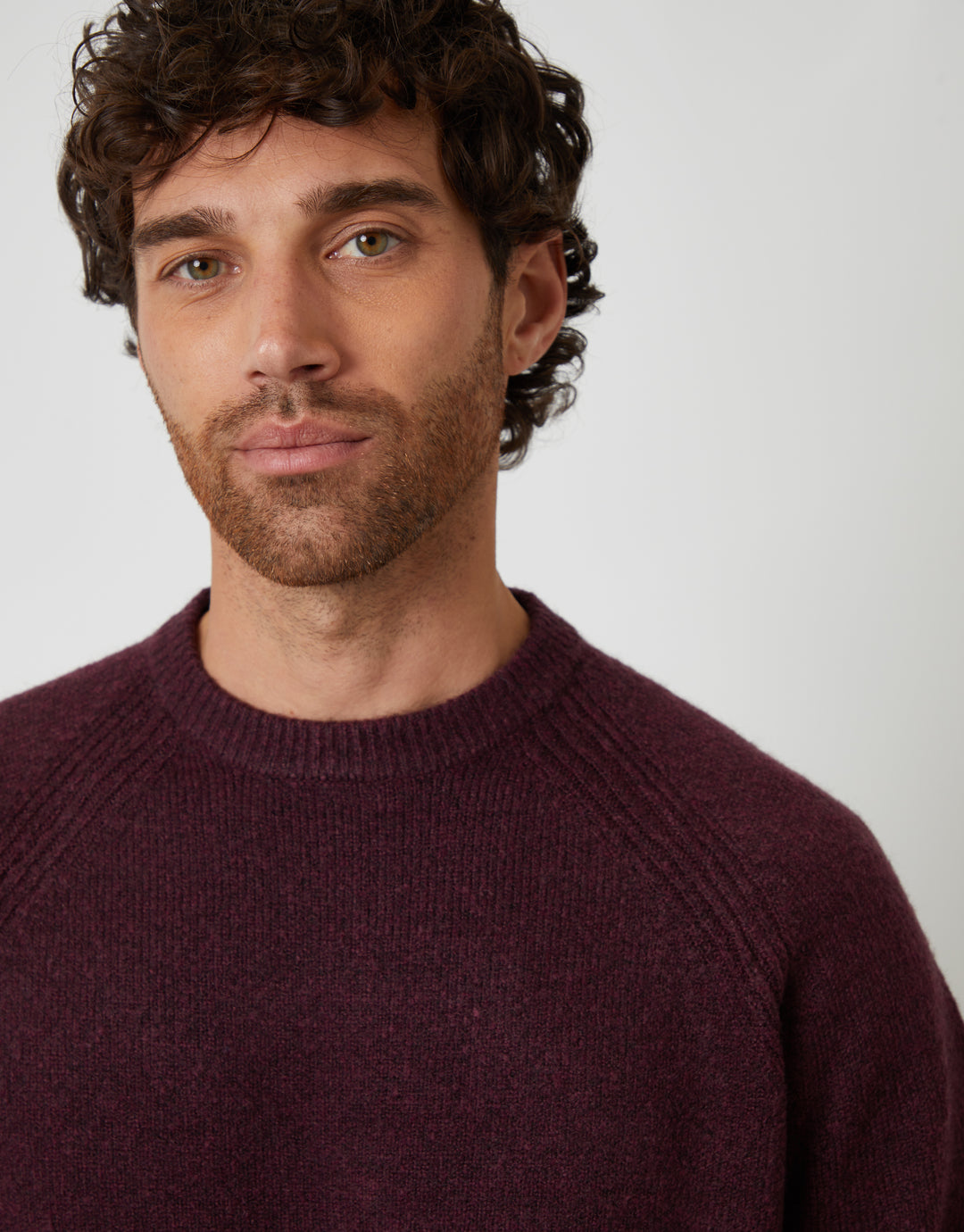 Berry Red Raglan Rib Knitted Crew Neck Jumper