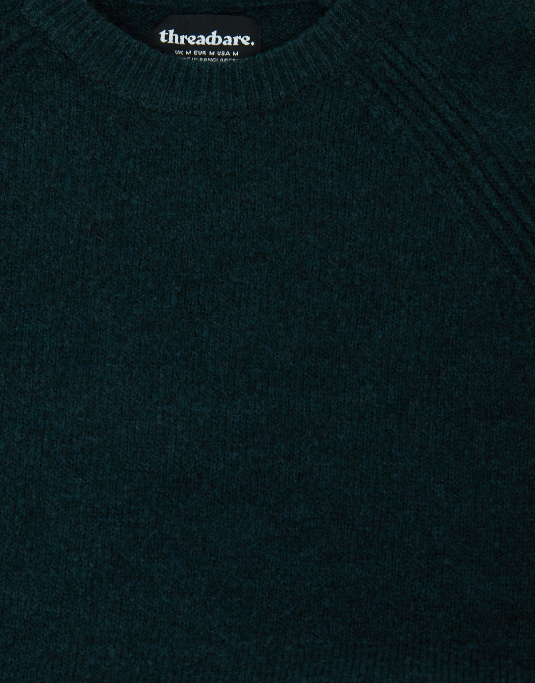 Raglan Rib Knitted Crew Neck Jumper in Dark Green