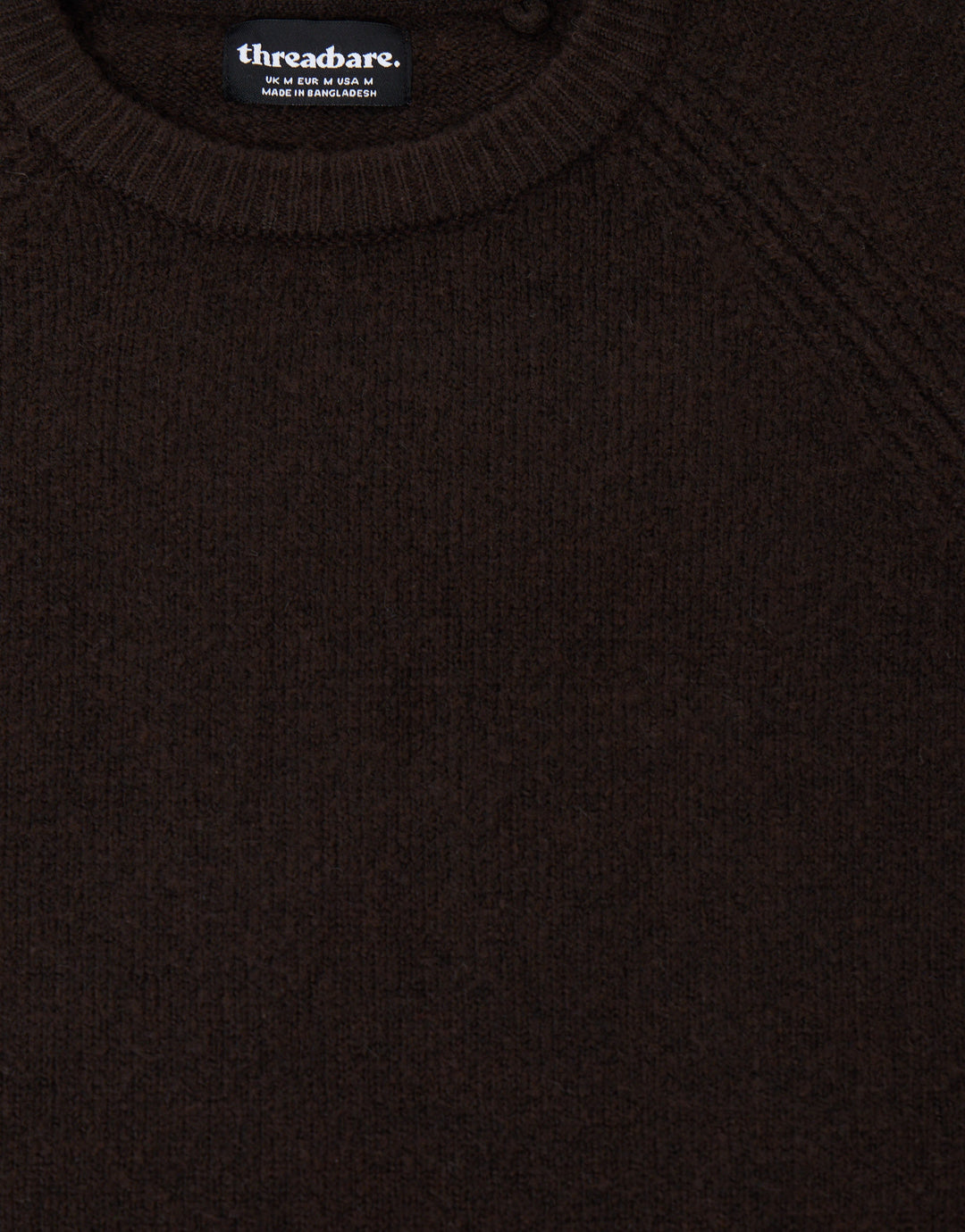 Raglan Rib Knitted Crew Neck Jumper in Chocolate