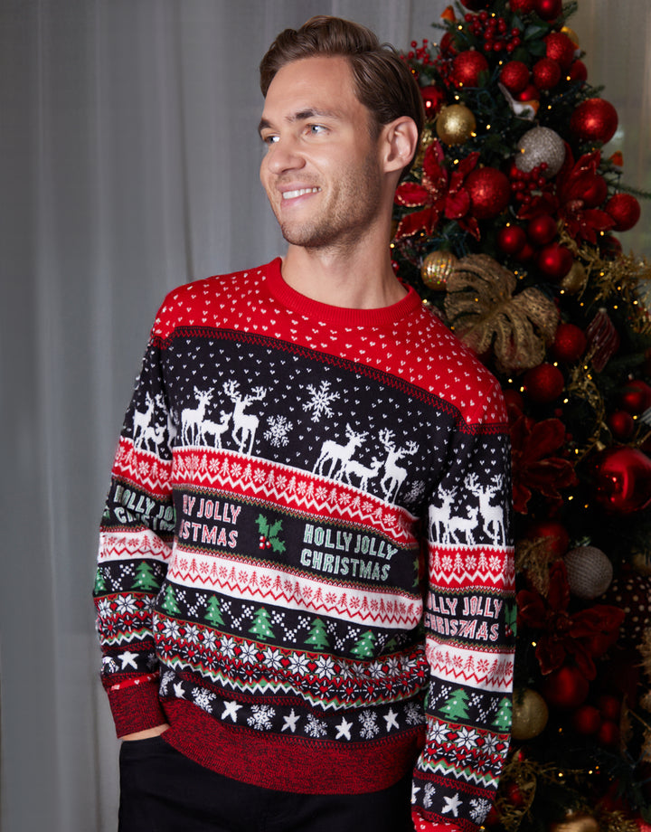 Black Christmas Fairisle Knitted Jumper