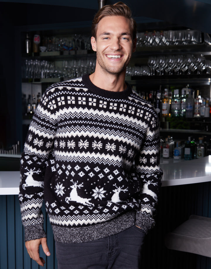 Black Christmas Fairisle Knitted Jumper