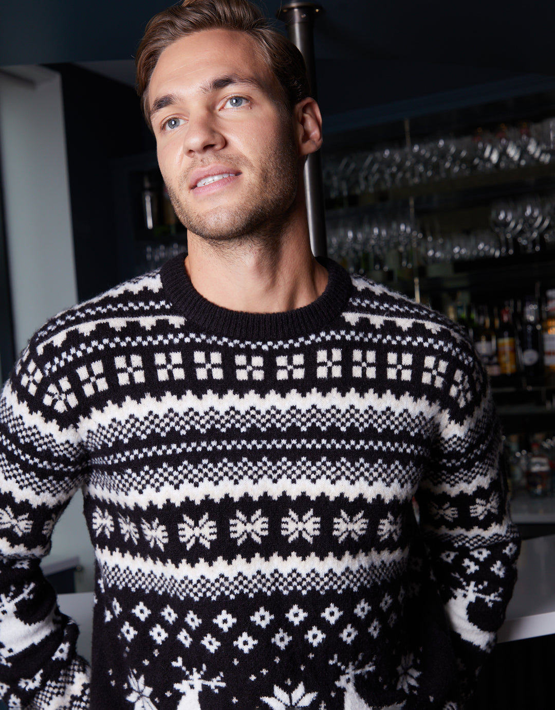 Black Christmas Fairisle Knitted Jumper