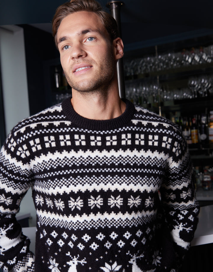 Black Christmas Fairisle Knitted Jumper