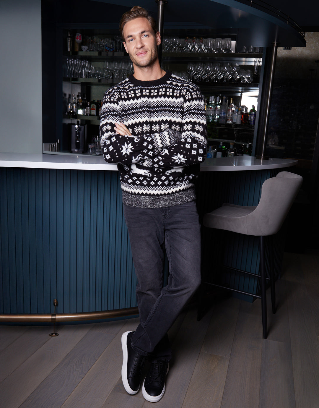 Black Christmas Fairisle Knitted Jumper