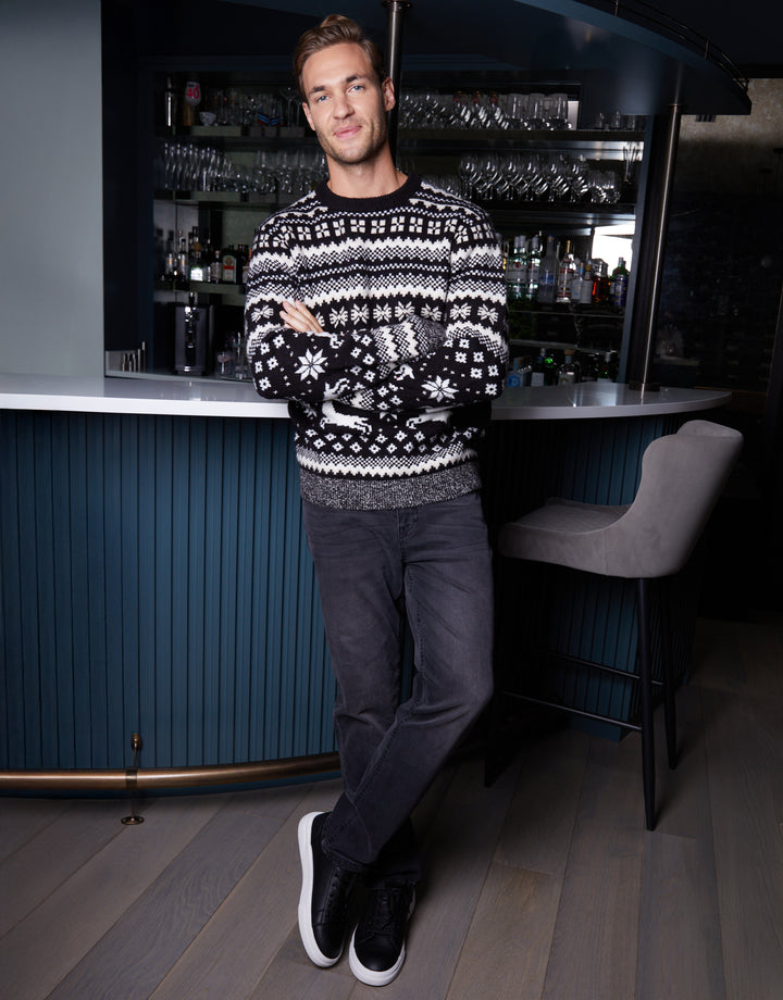 Black Christmas Fairisle Knitted Jumper